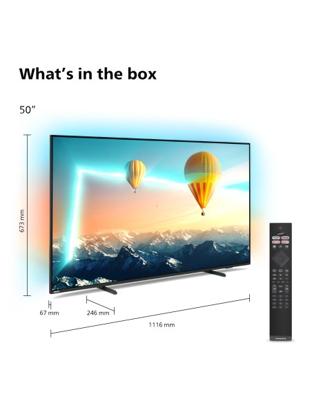 Philips AMBILIGHT tv 50" Android TV UHD 4K 50PUS8007, HDR10+ e Dolby Vision, Ready for Gaming, Smart TV, Dolby Atmos, NOVITÀ