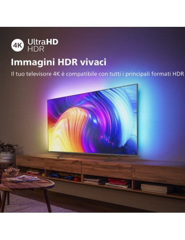 Philips AMBILIGHT tv the one 50" Android TV UHD 4K 50PUS8517, Processore P5, HDR10+ e Dolby Vision, Ready for Gaming, Smart TV,