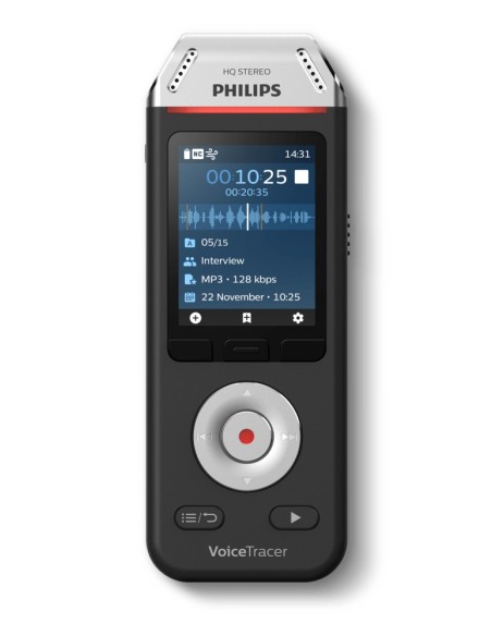 Philips Voice Tracer DVT2110 00 dittafono Flash card Nero, Cromo