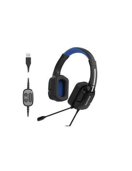 Philips 4000 series TAGH401BL 00 cuffia e auricolare Cablato A Padiglione Giocare USB tipo A Nero