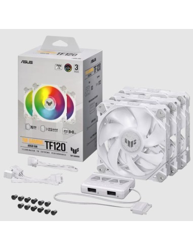 ASUS TUF GAMING TF120 ARGB WHITE EDITION 3IN1 Case per computer Raffreddatore d'aria 12 cm Bianco 3 pz