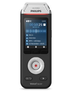 Philips Voice Tracer DVT2810 00 dittafono Flash card Nero, Cromo