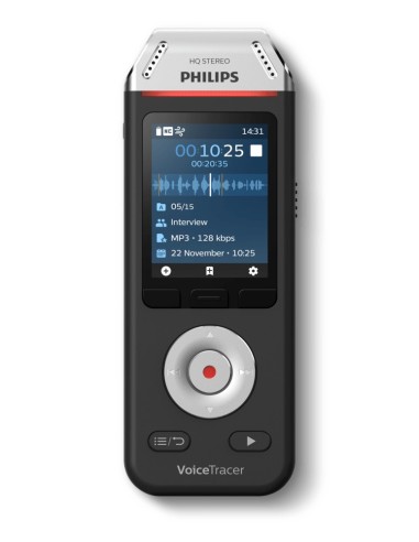 Philips Voice Tracer DVT2810 00 dittafono Flash card Nero, Cromo