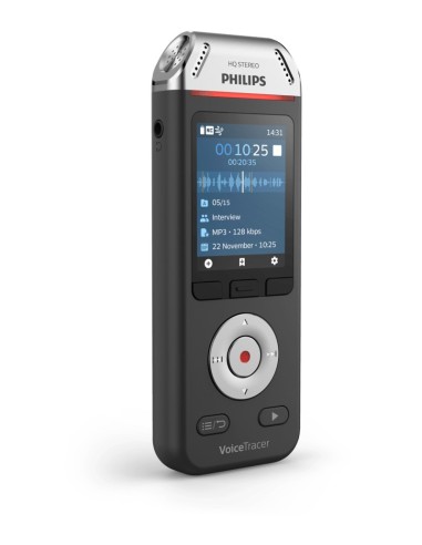 Philips Voice Tracer DVT2810 00 dittafono Flash card Nero, Cromo