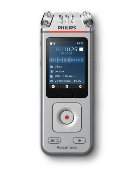 Philips Voice Tracer DVT4110 00 dittafono Flash card Cromo, Argento
