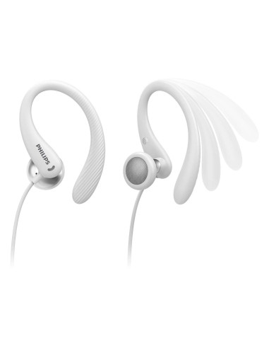 Philips TAA1105WT 00 Cuffie con Filo per Fitness e Sport, Microfono, IPX2 Resistenti al Sudore, Supporti per l'orecchio