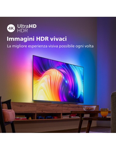 Philips AMBILIGHT tv the one 50" Android TV UHD 4K 50PUS8887, Processore P5, HDR10+ e Dolby Vision, Ready for Gaming 120Hz,