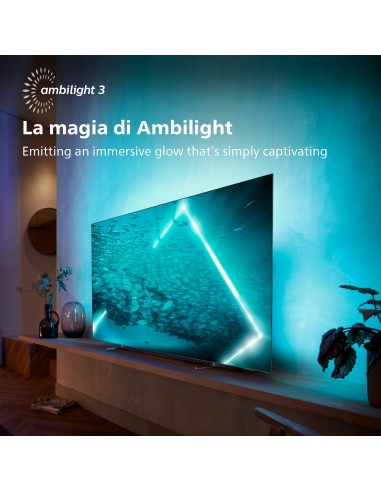 Philips OLED AMBILIGHT tv 65" Android TV UHD 4K 65OLED707, Processore P5 AI, HDR10+ e Dolby Vision, Ready for Gaming 120Hz,
