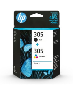 HP 305 2-Pack Tri-color Black Original Ink Cartridge cartuccia d'inchiostro 2 pz Originale Resa standard Nero, Ciano, Magenta,