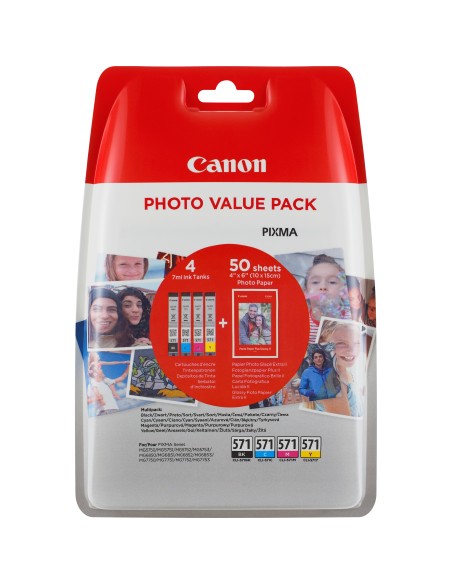Canon Confezione multipla cartucce d'inchiostro CLI-571 BK C M Y + carta fotografica