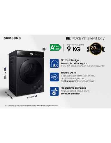 Samsung Asciugatrice BESPOKE AI™ SilentDry 9Kg DV90BB9445GB
