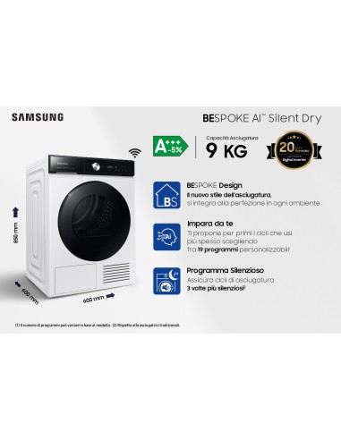 Samsung Asciugatrice BESPOKE AI™ SilentDry 9Kg DV90BB9445GE