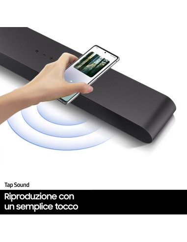 Samsung Soundbar HW-S50B ZF 3 canali 140W 2022, suono bilanciato e uniforme, music mode, tap sound