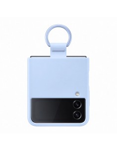 Samsung Silicone Cover with Ring per Galaxy Z Flip4, Azzurro artico