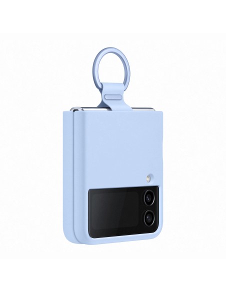 Samsung Silicone Cover with Ring per Galaxy Z Flip4, Azzurro artico