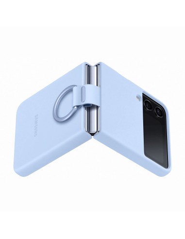 Samsung Silicone Cover with Ring per Galaxy Z Flip4, Azzurro artico