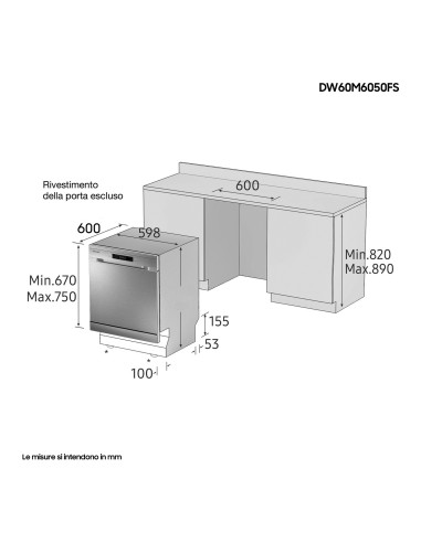 Samsung Lavastoviglie DW60M6050FS