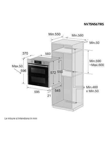 Samsung NV75N5671RS 75 L A+ Nero, Acciaio inossidabile