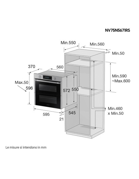 Samsung NV75N5671RS 75 L A+ Nero, Acciaio inossidabile
