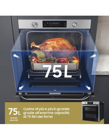 Samsung NV75N5671RS 75 L A+ Nero, Acciaio inossidabile