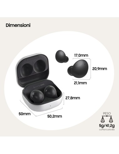 Samsung Galaxy Buds2 Auricolari Bluetooth Graphite Batteria 472 mAh