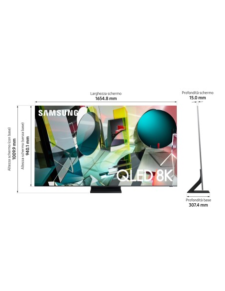 Samsung QE75Q950TST 190,5 cm (75") 8K Ultra HD Smart TV Wi-Fi Nero, Acciaio inossidabile