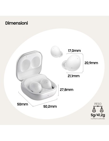 Samsung Galaxy Buds2 Auricolari Bluetooth White Batteria 472 mAh