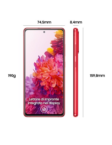 Samsung Galaxy S20 FE 4G, Processore Snapdragon 865, Display 6.5" Super AMOLED, 3 fotocamere posteriori, 128 GB Espandibili,