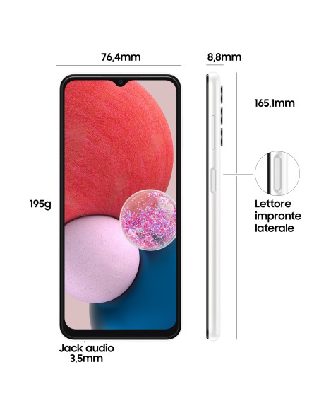Samsung Galaxy A13 16,8 cm (6.6") Doppia SIM Android 12 4G USB tipo-C 4 GB 64 GB 5000 mAh Bianco