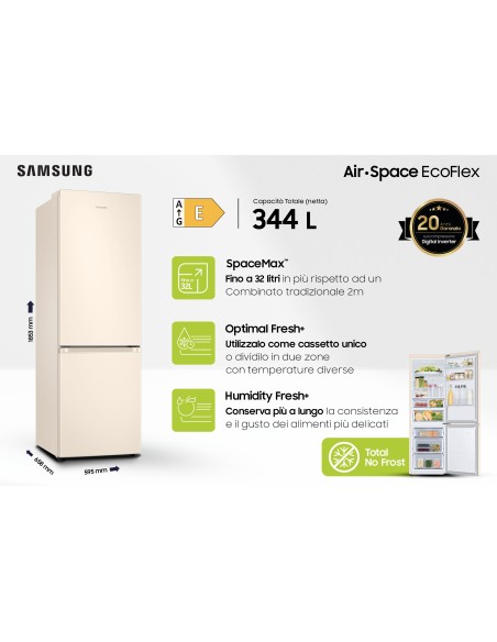 Samsung RB34T603EEL frigorifero con congelatore Libera installazione 340 L E Beige