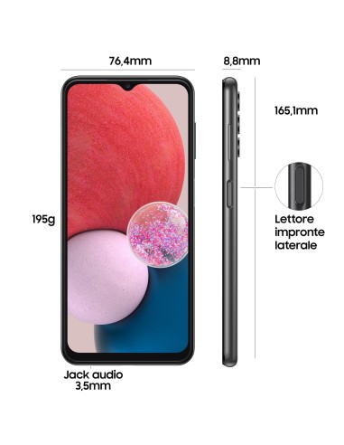 Samsung Galaxy A13 Display 6.6" FHD+ TFT LCD, Doppia SIM Android 12, RAM 3 GB, 64 GB, 5.000 mAh, Black