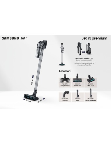 Samsung VS20T7538T5 Senza sacchetto 0,8 L 550 W Nero, Argento