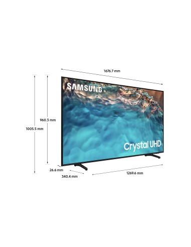 Samsung Series 8 TV Crystal UHD 4K 75” UE75BU8070 Smart TV Wi-Fi Black 2022, Processore Crystal 4K, HDR, Colori reali, Suono