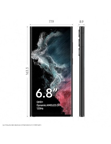 Samsung Galaxy S22 Ultra 5G Display 6.8'' Dynamic AMOLED 2X, 5 fotocamere, RAM 12 GB, 256 GB, 5.000mAh, Phantom Black