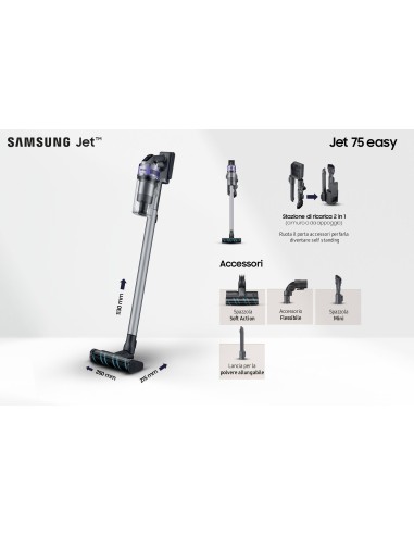 Samsung Jet 75 easy Senza sacchetto 0,8 L 550 W Nero, Cromo, Colore foglia di tè, Viola