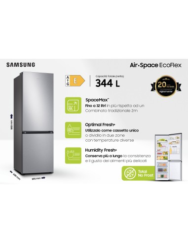 Samsung RB34T603ESA frigorifero con congelatore Libera installazione 340 L E Argento