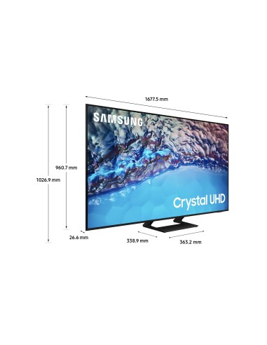 Samsung Series 8 TV Crystal UHD 4K 75” UE75BU8570 Smart TV Wi-Fi Black 2022, Ultra sottile, Colori reali, Gaming mode, Suono
