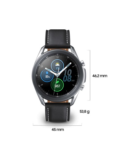 Samsung Galaxy Watch3 Smartwatch Bluetooth, cassa 45mm acciaio, cinturino pelle, Saturimetro, Rilevamento cadute, Monitoraggio