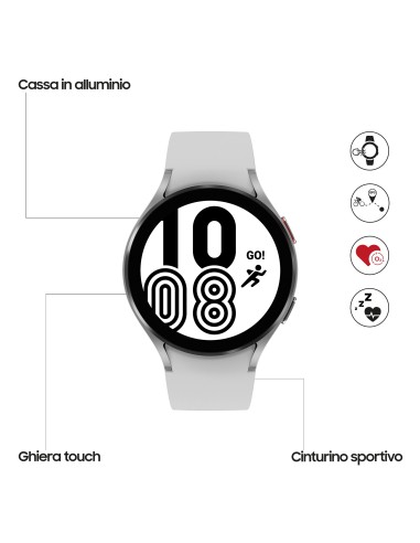 Samsung Galaxy Watch4 44mm Smartwatch Ghiera Touch Alluminio Memoria 16GB Silver