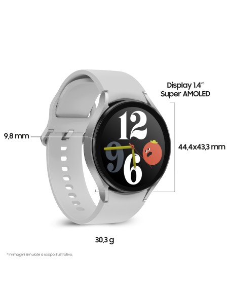 Samsung Galaxy Watch4 44mm Smartwatch Ghiera Touch Alluminio Memoria 16GB Silver