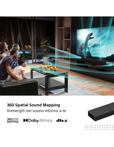 Sony HT-A7000 Soundbar 7.1.2 Canali con con tecnologia Vertical Surround Engine, Bluetooth, Nero