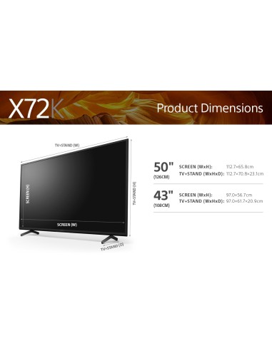 Sony BRAVIA X72K – 50” TV - KD-50X72K  4K UHD LED - Smart TV - Android TV - Modello 2022