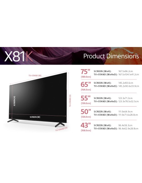 Sony BRAVIA, KD-65X81K, Smart Google TV, 65”, LED, 4K UHD, HDR, Perfect for Playstation, con BRAVIA CORE