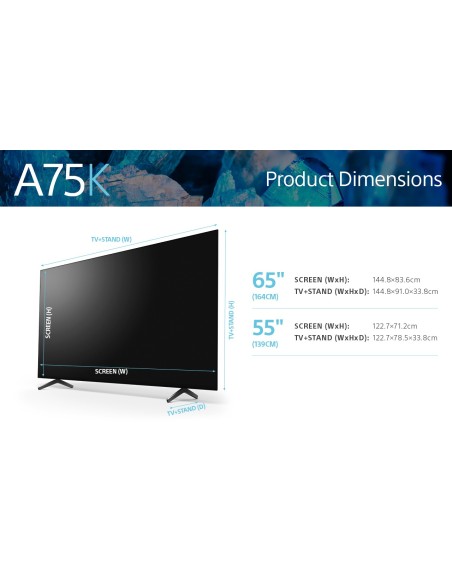 Sony XR-55A75K – 55”- BRAVIA XR™ - OLED – 4K Ultra HD – High Dynamic Range (HDR) – Smart TV (Google TV) - Modello 2022