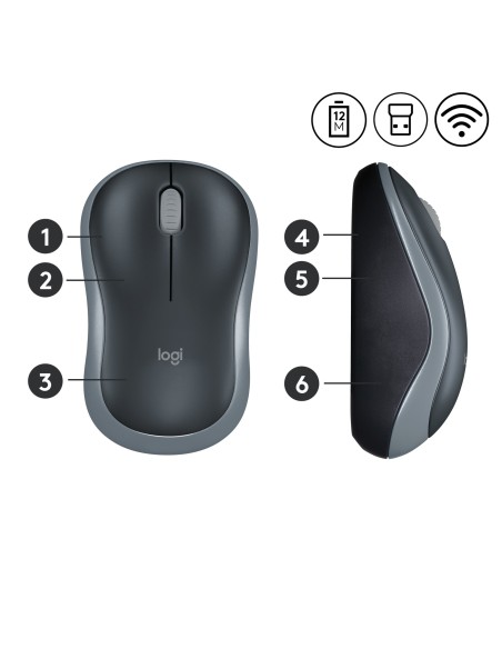 Logitech M185 mouse Ambidestro RF Wireless Ottico 1000 DPI