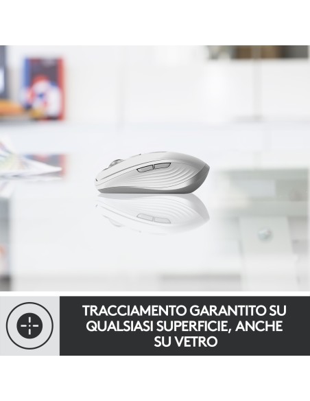 Logitech MX Anywhere 3 Mouse Compatto Performante – Wireless, Scroller Elettromagnetico, Ergonomico, Sensore 4000 DPI, Pulsanti