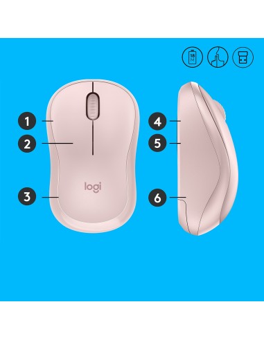 Logitech M220 SILENT Mouse Wireless, 2,4 GHz con Ricevitore USB, Tracciamento Ottico 1000 DPI, Durata Batteria di 18 Mesi,