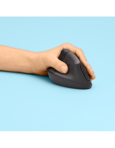 Logitech Lift Left Mouse Ergonomico Verticale, per Mancini, Senza Fili, Bluetooth o Logi Bolt USB, Clic Silenziosi, 4 Tasti,