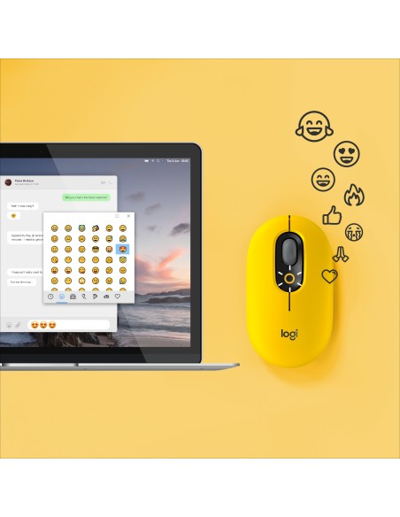 Logitech POP Mouse Wireless con Emoji personalizzabili, Tecnologia SilentTouch, Precisione e Velocità, Design Compatto,