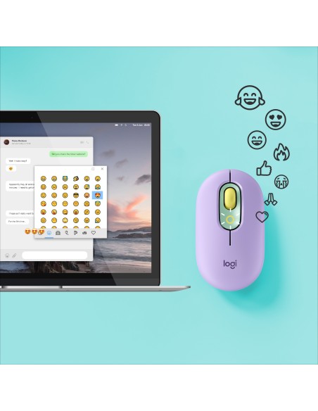 Logitech POP Mouse Wireless con Emoji personalizzabili, Tecnologia SilentTouch, Precisione e Velocità, Design Compatto,